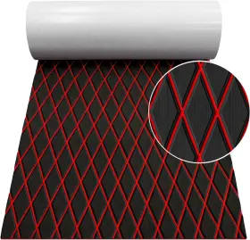Evasports 640486356675 Black Red Eva Foam Boat Flooring Sheet Marine Carpet Teak Decking Mat Diamond