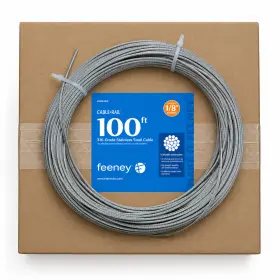 T316 Feeney 768846051005 1x19 Stainless Steel Cable 1/8 Inch X 100ft Reel