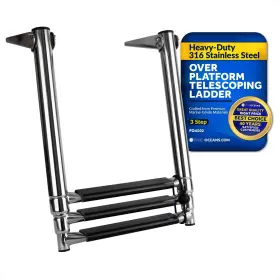 Five Oceans 810033303531 3 Step Boat Ladder Over Platform Telescoping Ladders