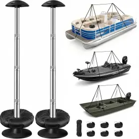 Fuprosico 791137742542 Boat Cover Support Poles With Ring Sandbags Adjustable Pontoon Boa