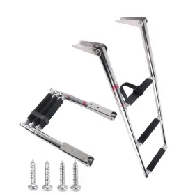 Futurup 971434975094 3 Step Stainless Steel Telescoping Boat Ladder Swim 900 Pound Capacity