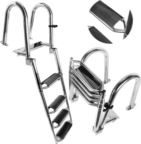 F6599s4w Futurup 4 Step Telescoping Boat Ladder Reinforce Dock Heavy Duty Extra Wide Steps