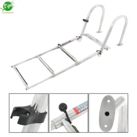 1685754 Gardenice Dual-handle Heavy-duty 3-step Boarding Ladder Stainless Steel 1set