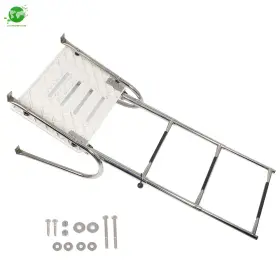 Gn1297212 Gardenice 3-step Stainless Steel Ship Ladder With Platform Marine Telescoping New