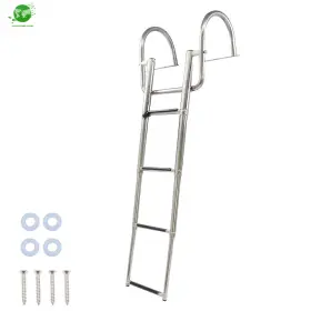 Gn1297254 Gardenice 1pc 4 Step Stainless Steel Telescoping Boat Ladder With Pedal And Hand Railing New