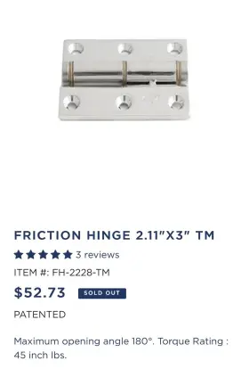 Fh-2228-tm Gemlux Stainless Steel Friction Hinge 2.11 Inch X 3 Flush Mount