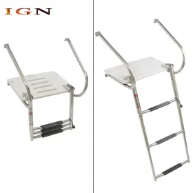 Ign2656196 Genrics 3 Step Abs Platform Dock Ladder Stainless With Telescoping Handrails Marine Boat
