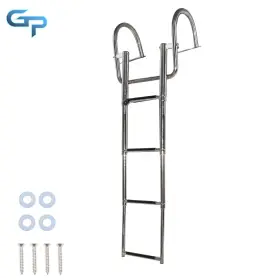Gre154435 Greatparts 4 Steps Stainless Steel Pontoon Boat Ladder With Pedal Hand Railing