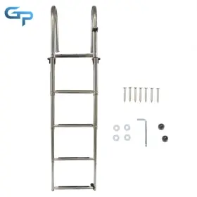 Gre154445 Greatparts 4 Step Pontoon Boat Ladder Foldable Stainless Steel Marine Yacht