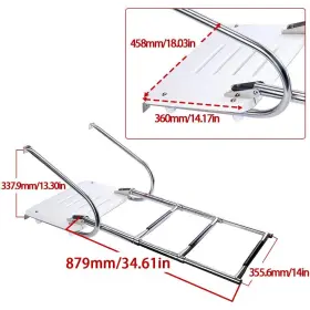 Hadai 710558329644 3 Step Platform Ladder Polyethylene Stainless Steel Boat Swim Inboard Outboard