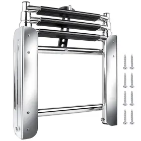 Hoffen 710783498957 3-step Telescoping Pontoon Boat Ladder - 600 Lb Capacity Stainless Steel