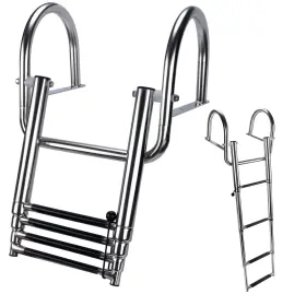 8341sh Hoffen 4 Step Pontoon Boat Ladder Stainless Steel Telescoping Folding L