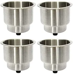Hoffen 970870393691 4pcs Stainless Steel Drink Holder Marine Boat Rv Camper Cup Insert Drain Hoffen 970870393691 4pcs Stainless Steel Drink Holder Marine Boat Rv Camper Cup Insert Drain