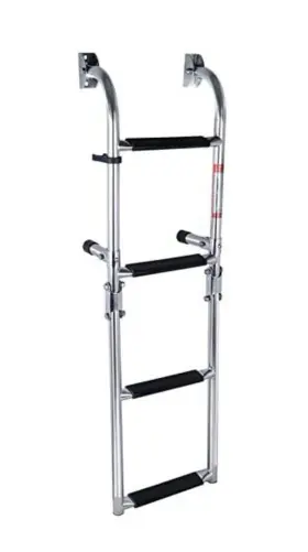 B07l3qr3rn Hoffen 4 Step Pontoon Boat Ladder Stainless Steel Folding Outboard 2 Steps New