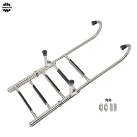 1173744 Home-garden-fix 2 3 Steps Stainless Steel Folding Ladder Telescoping 400 Lb.for Boats 5 Step