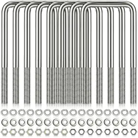 Hotop My-hotop-0519 U Bolt 8 Pcs 1/2 D X 3 1/16 W 7 5/16 Stainless Steel Heavy Duty Square