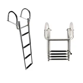 Hyddnice 733810564959 4 Step Pontoon Boat Ladder Stainless Steel Telescoping Inboard Dock La