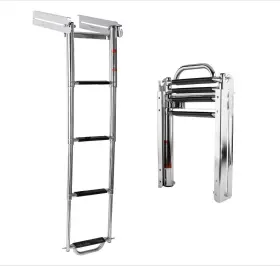 Hd-0029 Hyddnice 4 Step Pontoon Boat Ladder Stainless Steel Telescoping Boarding Outboards