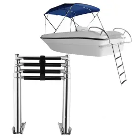 054200 Intbuying Marine Boat Dive Ladder 4 Step Stainless Steel Telescoping Portable