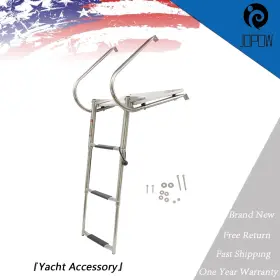 Jp18606w Jopow 3-step Stainless Steel Ship Ladder With Platform Marine Telescoping Usa