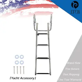 Jp18627w Jopow Unused 4 Step Stainless Steel Telescoping Boat Ladder With Pedal Hand Railing