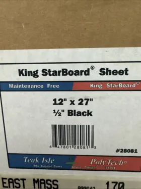 28081 Kinv Stbd Hdpe King Starboard Plastic Sheet - 1/2 Inch Thick 12. 27 Black Nibox #
