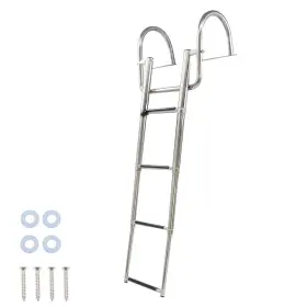 Law185322 Labwork 4 Steps Stainless Steel Pontoon Boat Ladder Folding Telescoping Rear Entry