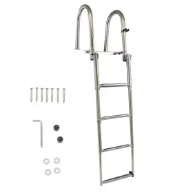 Law185334 Labwork Pontoon Boat Ladder Folding Stainless Steel Dock Telescoping 4 Steps