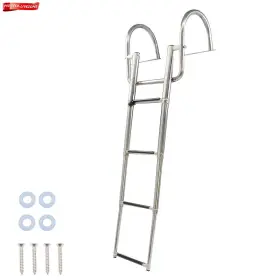 Yi216209t Labwork-part Unused 4 Step Stainless Steel Telescoping Boat Ladder With Pedal Hand Railing