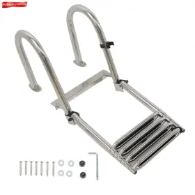 Pn3181567 Labwork-parts Telescoping Boat 4 Step Ladder Stainless Steel Folding Extendable Yacht