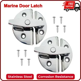 Leqmg 445007188161 Marine Stainless Steel Boat Door Hatch Round Turn Button Twist Catch Latch 2 Pcs