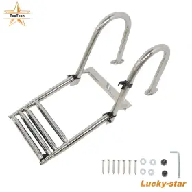 Luc5034907 Lucky-star-club Marine Stainless Steel Telescoping Boat Ladder 4 Steps Swim Platform