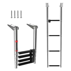 Luis-064 Luisladders Boat Ladder 4 Step Folding Heavy Duty 316 Stainless Steel Telesc
