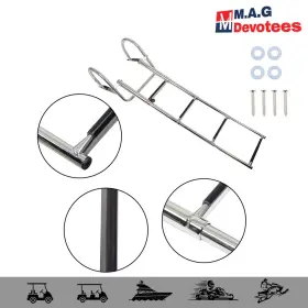 Mag29271es M.a.g-devotees High-end 4 Step Stainless Steel Telescoping Boat Ladder With Pedal Hand Railing