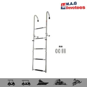 Mag29304es M.a.g-devotees Stainless Steel Folding Ladder Unused Telescoping 400 Lb Limit 2 Step 3 New
