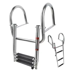 8331sh3 Manumarine Pontoon Boat Ladder 3 Step Folding Heavy Duty Telescoping Boarding Ladd