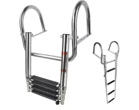 8341sh4 Manumarine 4 Step Pontoon Boat Ladder Heavy Duty Folding Telescoping Rear Entry Inboard