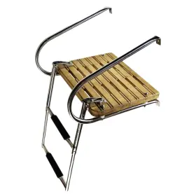 Mc99257524-fba Marine City Swim Teak Platform Boat Ladder Low Maintenance Ideal For Boats