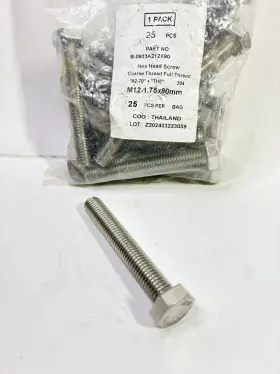 B-0933a212x80 Marine Fasteners 25-stainless Steel M12-1.75 X 80mm Full Thread Hex Head Bolt