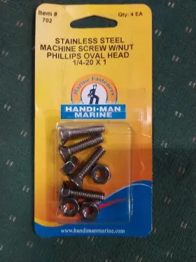 B-702 Marine Fasteners 4qty Phillips Head Machine Screw-oval 1/4-20 X 702 Ba4