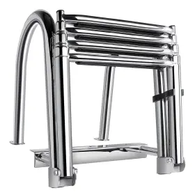 Marinebaby 970870396081 4 Steps Pontoon Boat Ladder 316 Stainless Steel Folding Telescopi