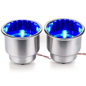 Marinebaby 970870397132 2 Pcs Blue Led Stainless Steel Cup Drink Holder With Drain And Marine Boat