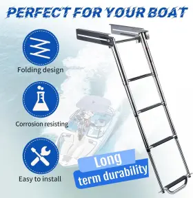 B082hbbw5s Marinebaby 3-4 Step Boat Ladder Under Platform Slide Mount Boarding