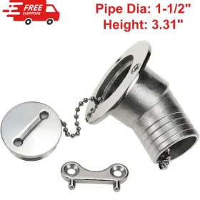 Qlyw427 Meprotal Boat Deck Fill/filler 1-1/2 Inch 38mm Water Fuel Filler Angled Neck - Silver
