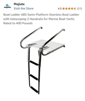 710378 Mojiate 3-step Telescoping Folding Stainless Steel Boat Ladder With Platform And Handrails
