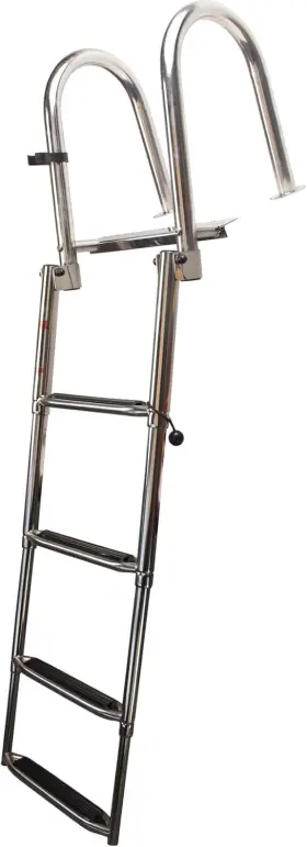Mojiate 710558329309 Folding Ladder Boat 4 Step Stainless Steel Pontoon Telescoping Dock Heavy Duty