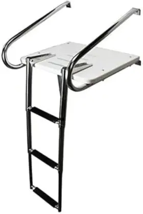 Mojiate 710558329484 Boat Platform Ladder 3 Steps Swim Polyethylene Inboard/outboard Telscoping Ss