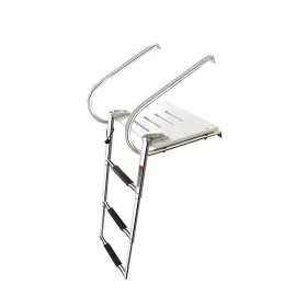 M2499 Mojiate Abs Platform Dock Ladder Stainless 3 Step With Telescoping 2 Handrails