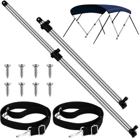 Hui-morningro-1506 Morningro 2 Pack Adjustable Bimini Rear Support Poles With Pieces Boat Top Straps