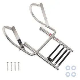 Ms15966v Moto-save 4 Step Stainless Steel Telescoping Boat Ladder With Pedal And Hand Railing